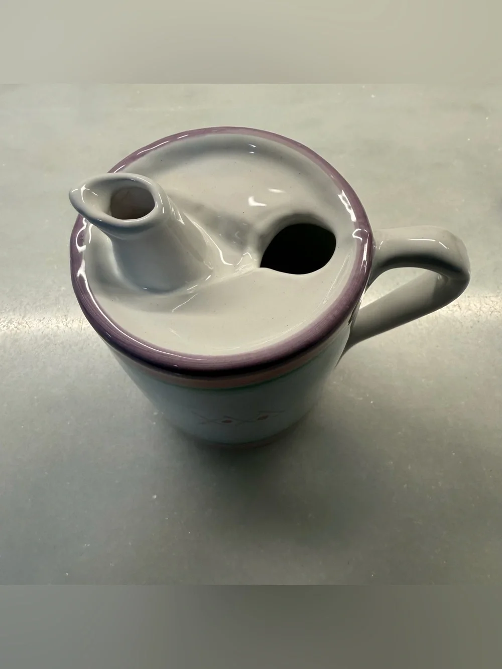 Vintage Caleca Italy Hand Painted Ceramic Oil Drizzler Pouring Mug Cruet 4”